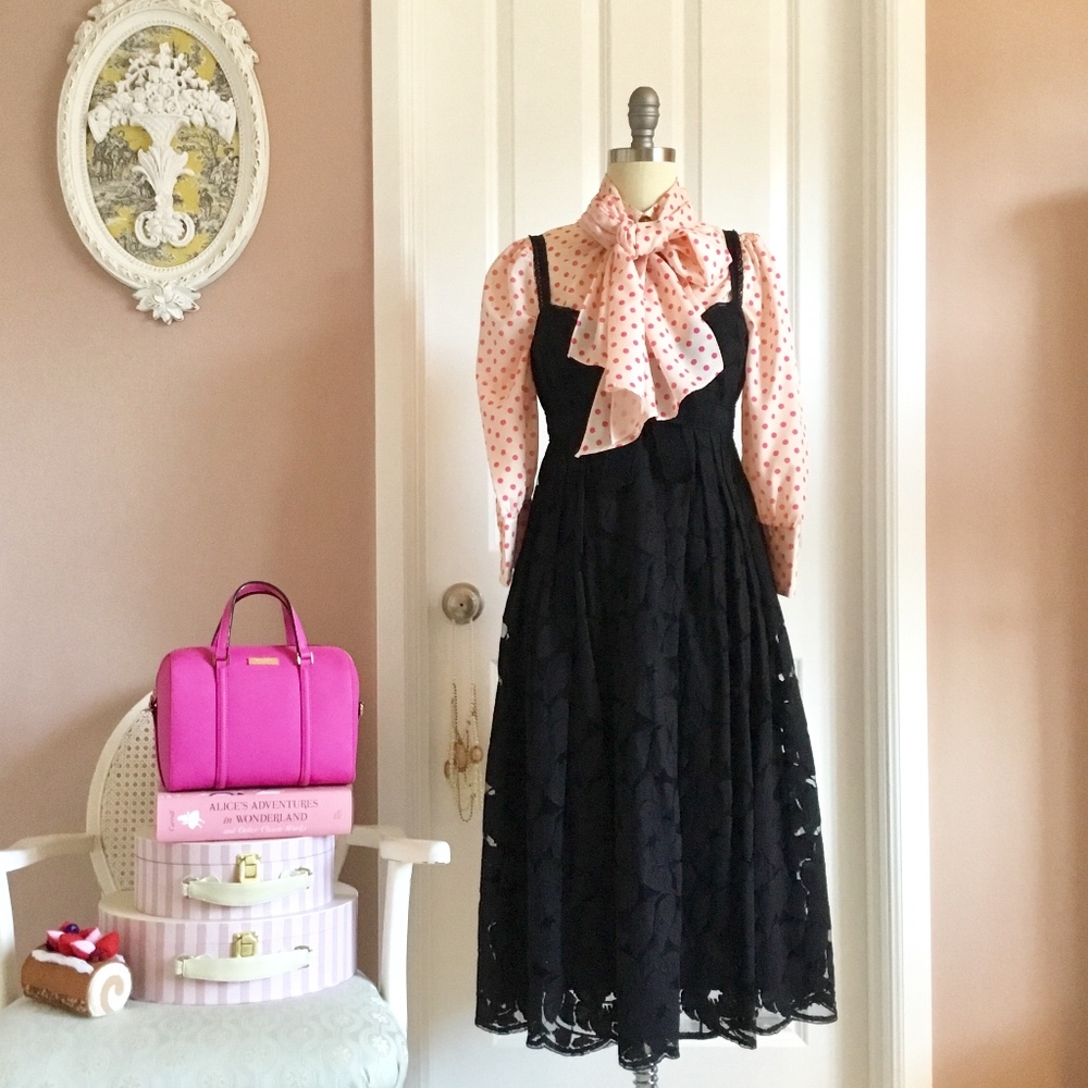 Vintage Anna Sui little black lace dress